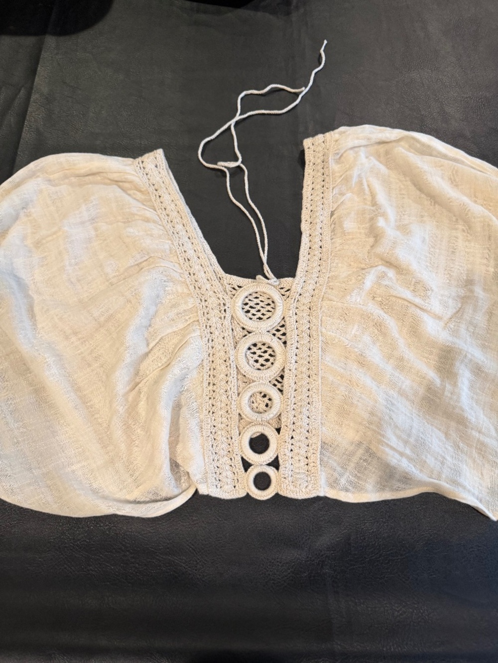 Anthropologie Cream One Size Crochet Boho Top OS